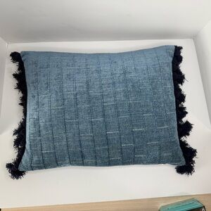 Levtex Blue Textured Pillow with Fringe